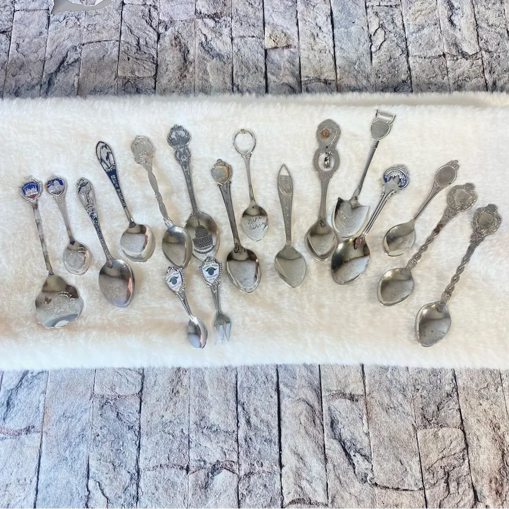 Vintage Souvenir Spoons Assorted Lot Set of 17 Crafting Projects Jewelry Making